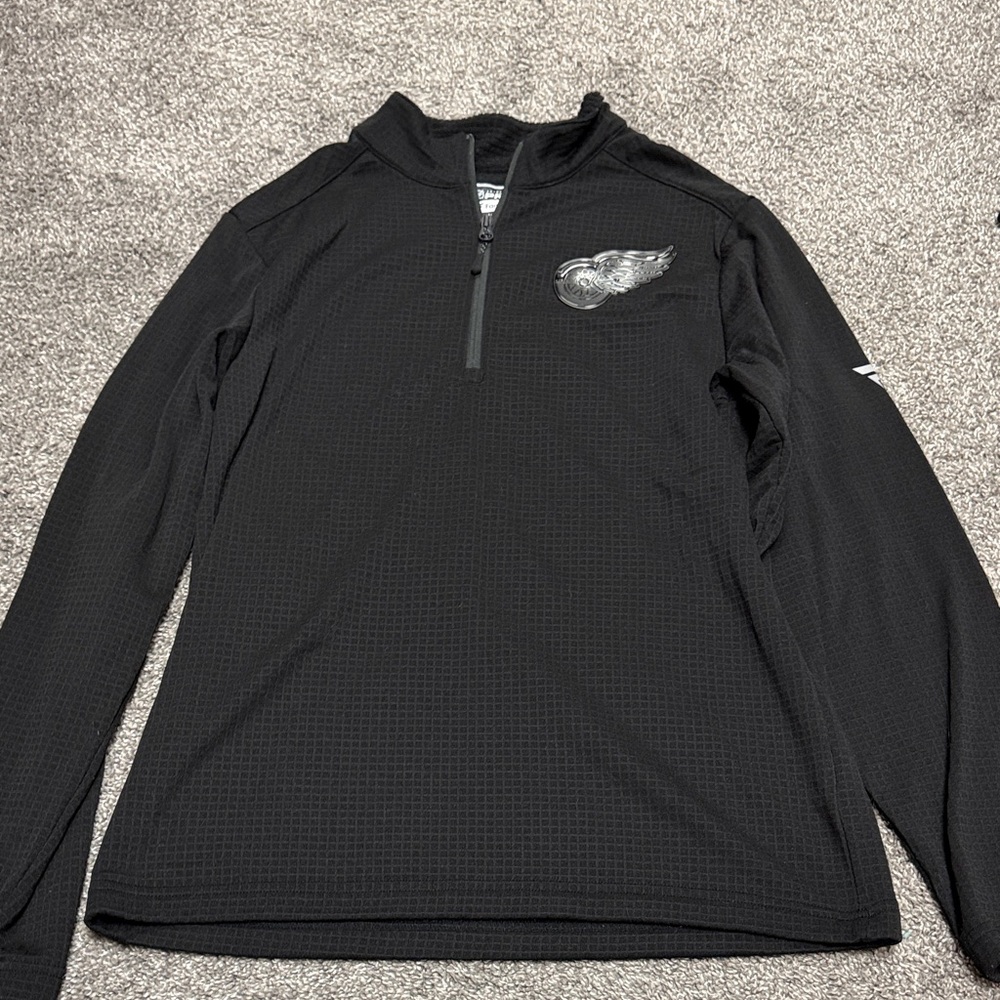 Detroit Red Wings Black Quarter-Zip Jacket Medium